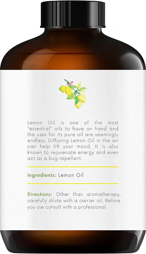 Handcraft Blends Castor Oil for Hair with Peppermint Essential Oil and Lemon Essential Oil Set – 100% Pure and Natural Oils – Carrier Oil for Essential Oils Mixing, Aromatherapy Oils & Massage