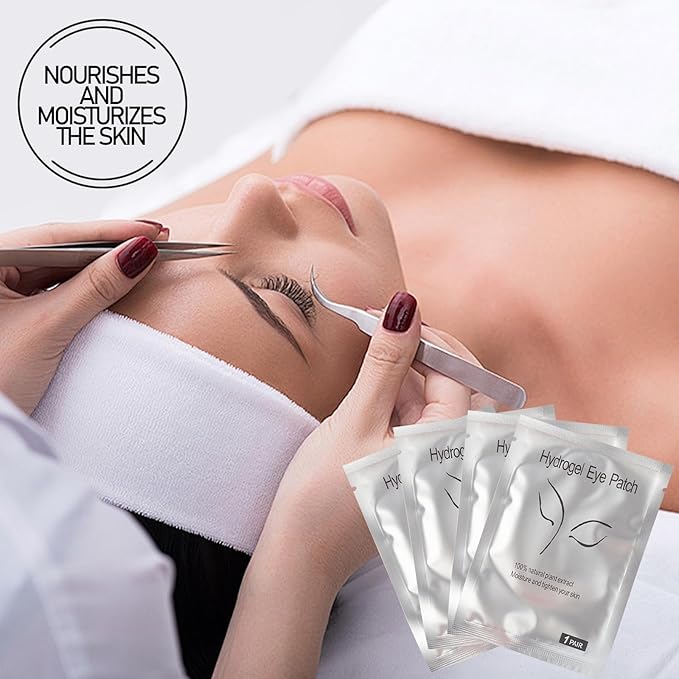 myaokue-up 100 Pairs Eye Gel Pads, Lint Free Under Eye Patches for Eyelash Extensions, Premium Eye Mask Beauty Tool Kit