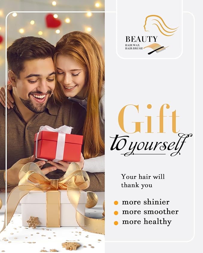 Slick Back Hair Brush & Hair Wax Stick Set - Tames Frizz & Smooths Flyaways - Sleek Ponytails, Buns, Edges - Styling Cream/Gel/Balm/Pomade Stick for Women - Styling Accessories for Girls & Kids