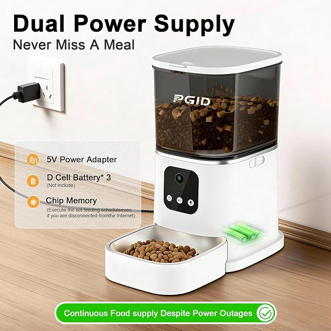 Automatic Cat Feeder with 4K Camera,2.4G Auto Dog Feeder w Night Vision,Pet Feeder w2-Way Audio,Timed Cat Feeders for Dry Food,Dogs Food Dispenser w APP Control 5L