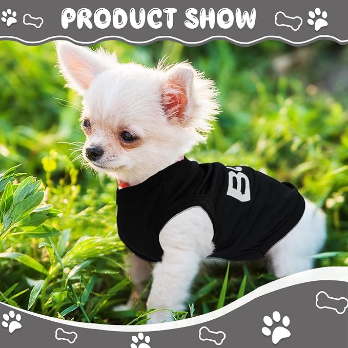 4 Pack Chihuahua Clothes Dog Clothes for Small Dog Black Puppy Clothes Soft K9 Security Pattern Dog Shirt Summer Autumn Pet Clothing (X-Small)