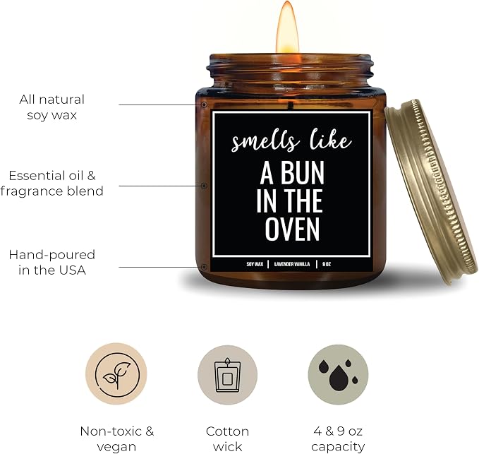 You Nique Designs Pregnancy Announcement Candle for Grandparents Dad Family Uncle Aunt, 9 Oz, Pregnancy Reveal to Parents, White All Natural Soy Vegan Aromatherapy Candles (Lavender & Vanilla A)