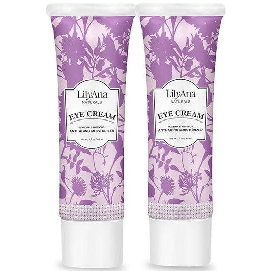 LilyAna Naturals Eye Cream for Dark Circles and Puffiness, Under Eye Cream for Wrinkles and Bags, Anti Aging helps Improve Dryness; for Sensitive Skin (1.7 Ounce, Pack of 2)