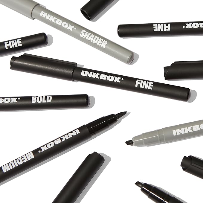 Inkbox Freehand Tattoo Marker Kit – Medium & Fine Tips, Lasts Up to 10 Days, For All Skin Tones, Water-Resistant, Cruelty-Free & Vegan, Long-Lasting Temporary Tattoo Pens, All Skill Levels – Pack of 2