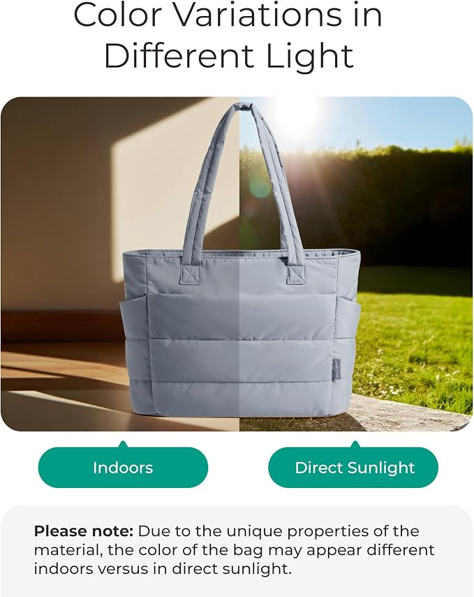 BAGSMART Tote Bag for Women, Lightweight Puffy Tote Bag with Compartments Shoulder Bag Handbag for Travel, Work, Gym | Lightweight