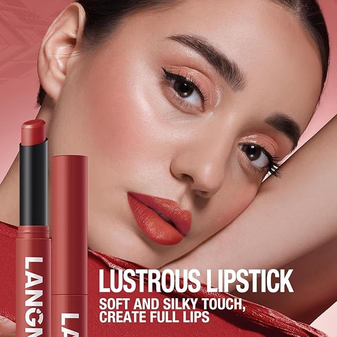 Lip Liner + Lipstick Set (12 Shades) -Matte Lipstick for Women, Silk Finish Hydration Lip Kit, Waterproof Smooth Creamy Texture, Bold to Nude Shades for Everyday & Party Wear, Makeup Gift (02)