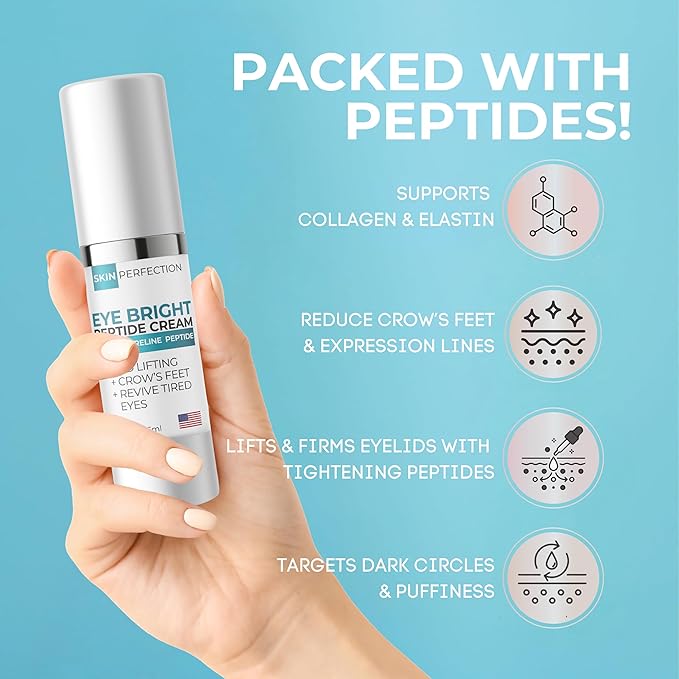 Skin Perfection Eye Bright Anti-aging Eye Cream 25% Argireline 15% Matrixyl 8% Pepha Tight Hyaluronic Acid Crow's Feet Lift Lids Under-eye Dark Circles Puffiness Antioxidants 0.5 Oz