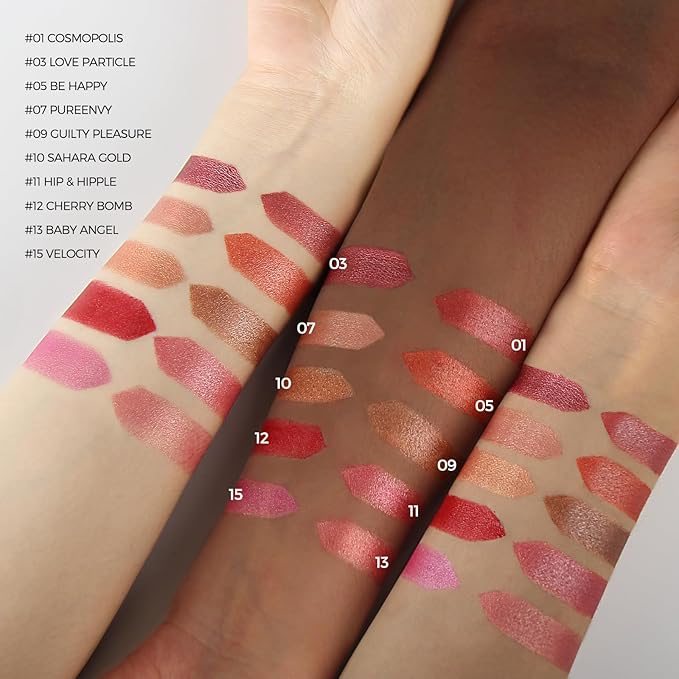 Anglicolor Glitter Metallic Nude Pink Lipstick,High Impact Lipcolor,Lightweight Hydrating Formula Smooth and Non-Sticky,Lipstick For Women,Full-Coverage Lip Makeup(07 PURE ENVY, 4g)