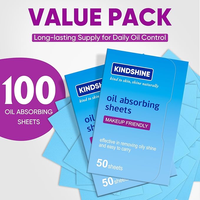 KINESHINE 150P High-Performance Oil Absorbing Sheets for Face - Makeup Friendly Blotting Papers for Oily Skin - Oil Blotting Sheets for Face