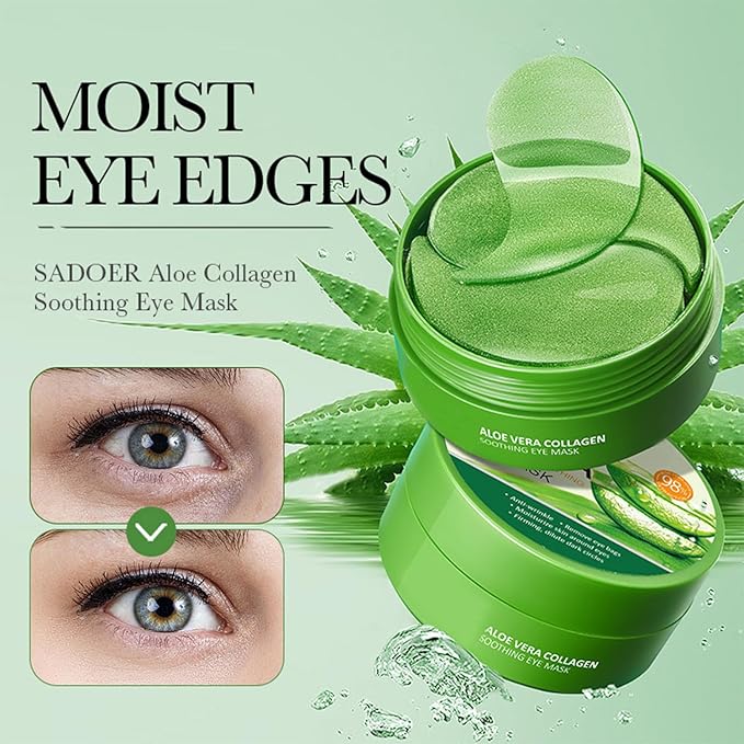 Under Eye Patches - 60 PCS Aloe Vera Eye Masks for Dark Circles and Puffiness, Hydrating Eye Mask Skincare, Eye Patches for Women, Stocking Stuffers, Refresh Your Skin, Reduce Wrinkles and Fine Lines