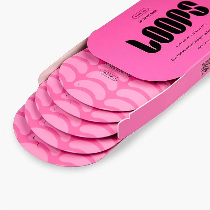 LOOPS DOUBLE TAKE - Glow Hydrogel Eye Masks - Calms and Soothes Skin - Refine Pores and Smooth for a Flawless Face - Hydrating Skin Under Eye Mask Leaves You Refreshed and Loumonus, 5pc