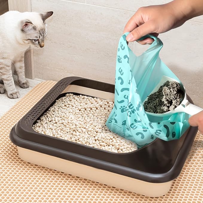 Cat Litter Disposal Bags and Dog Poop Bags with Handle,Cornstarch Based Extra Thick and Guaranteed Leak Proof Poop bags for Kitty and Doggy(360 Count 1.1 Gallon,Lavender Scent)