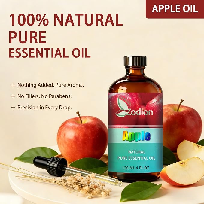 Apple Essential Oil - Apple Oil for Diffuser, 4 Fl Oz(120ml) | Candle Making, Soap Making, aroma, Strong Scent, Pure, Natural, Home Fragrance, Massage