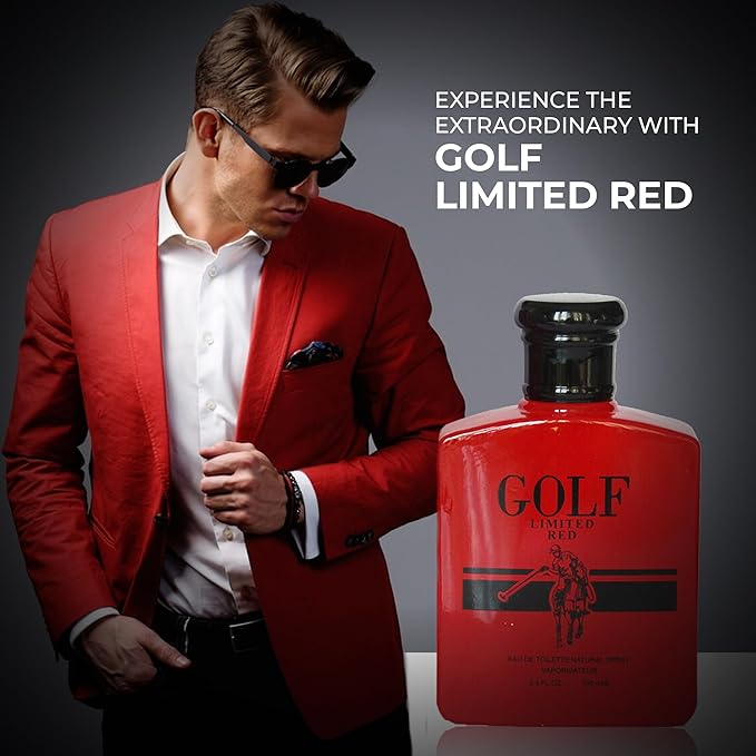 A CENTER Men's Cologne Gift Set 4 Pack(Golf Blue,Golft Limited Red,Player Green,Player Red)- 3.4 Fl Oz Each | Vanilla Floral & Woody & Amber Floral Fragrance | Luxury Eau de Toilette