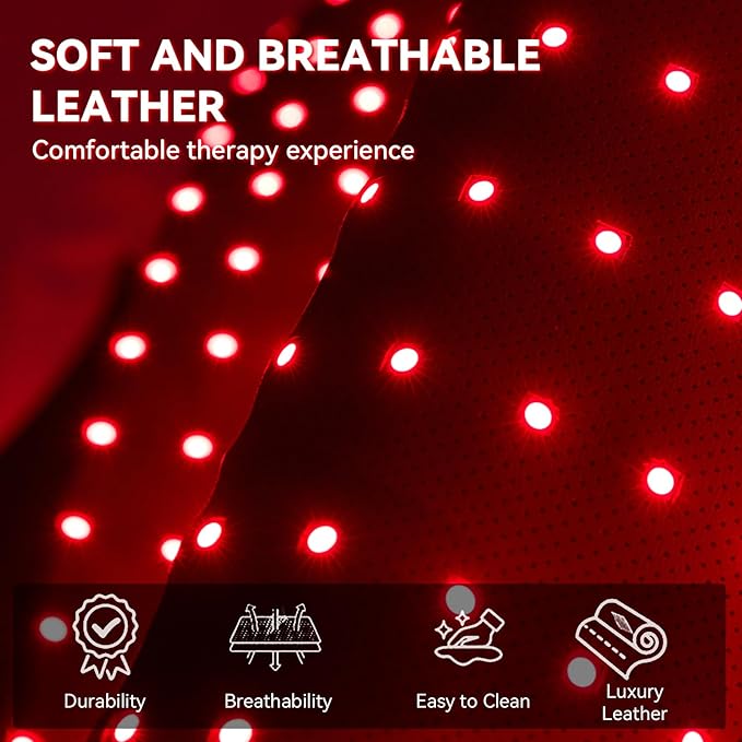 Extra Large Red Light Therapy Mat, High-Density LEDs Full Body Red Light Therapy, 660nm & 850nm Dual Wavelengths, Foldable Red Light Therapy Blanket with Timer, 76.8" x 33.4"