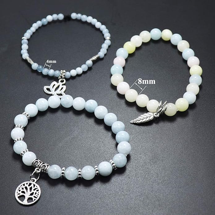 UEUC Tree of Life Yoga Healing Stone Bracelets,Multilayer Lotus Chakra Stone Reiki Bracelet Sets,Anxiety Crystal Natural Stone,for Women Stress Relief