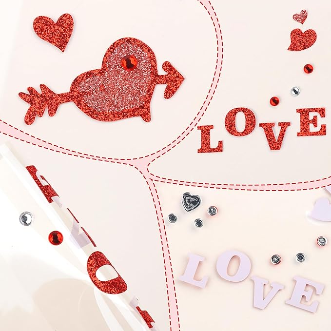 Valentine Face Gems Face Jewels Stickers Red Love Heart Lip Self Adhesive Eye Body Face Nail Hair Crystal Rhinestones for Makeup Festival Glitter Face Art Decor 2Sheets (style2)