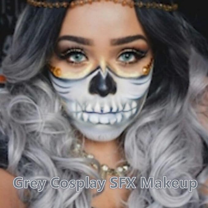Go Ho Grey Face Paint Washable for Halloween Makeup,Creamy to Gel Water Based Grey Body Paint Full Coverage for Adults Children Cosplay SFX Zombie Vampire Makeup,Light Grey A,25g