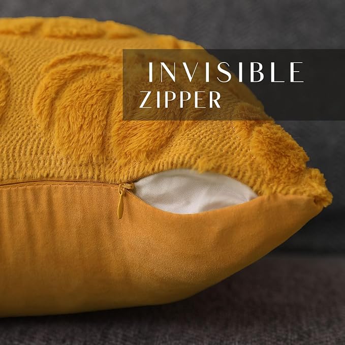 DFXSZ Fall Pillow Covers 12x20 2Pcs Yellow Pumpkin Fall Decoration for Home | Fall decor Set of 2 Throw Pillow Cases Soft Plush Faux Fur Wool Couch Cushion for Chair Sofa Bedroom Living Room Home Decor
