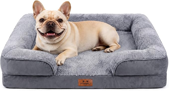 Orthopedic Dog Bed Medium Size Dog, Memory Foam Dog Bed Couch, 30" L | Dual-layer Foam Mat, Washable Cover&Waterproof, Contoured Bolster Design, Indoor&Car Truck, Pet Bed for Dogs Cats Up to 35lbs