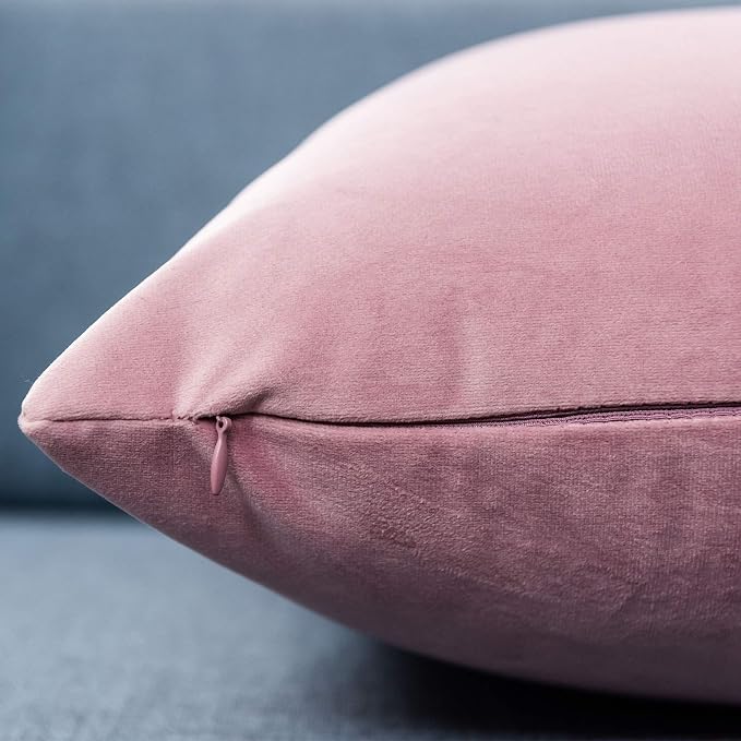 JUSPURBET 16x16 Decorative Velvet Throw Pillow Covers Set of 2,Pink Purple | Modern Soft Cushion Covers Cases with Hidden Zipper for Couch Sofa Bed Living Room Bedroom Home Decor