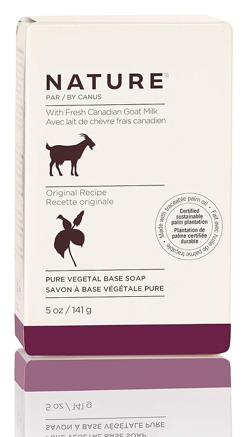 Nature by Canus Bar Soap, With Fresh Canadian Goat Milk, Vitamin A, B3, Potassium, Zinc, and Selenium White Goat's Milk, 5 Ounce (Pack of 1) (Model: 9924)