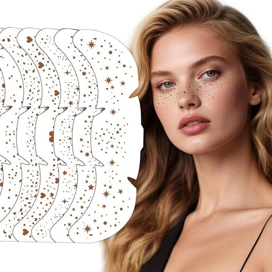 Brown Freckle Tattoos Stickers – Natural Looking Faux Freckles for Face | Waterproof, Long-Lasting, Easy to Apply & Remove | Star, Love & Freckle Design | Temporary Freckle Makeup for Women 8PCS