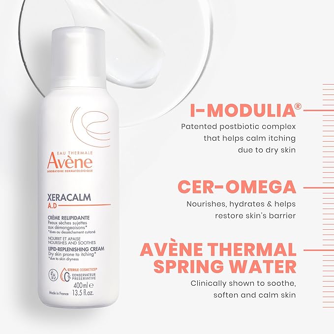 Avène XeraCalm A.D Lipid-Replenishing Cream,Atopic Dermatitis,Eczema-Prone,No Preservatives,Fragrance-Free,Pump,13.5 Oz,(Pack of 2)