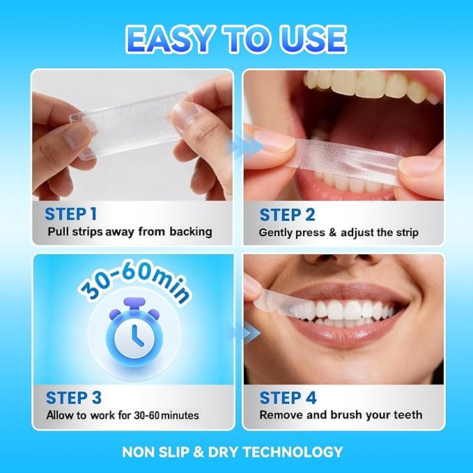 UNUNOT Teeth Whitening Strips - 9D Teeth Whitening Kit Professional Effects, Non-Sensitive Teeth Whitener for Enamel Safe, 14 Strips (7 Day Treatment) Remove Stains for a Brighter Smile, Mint