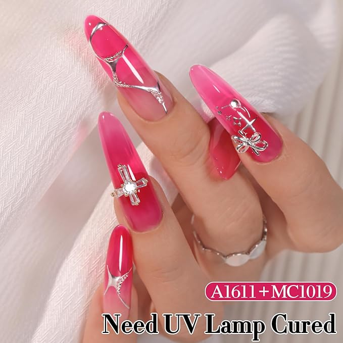 Double Rhythm 0.5 Oz Jelly Gel Polish Same Color Same Bottle Sheer Neutral Natural Light Milky Pastel 15ML Translucent Polish Art DIY at Home (Fuchsia Red-A1611)