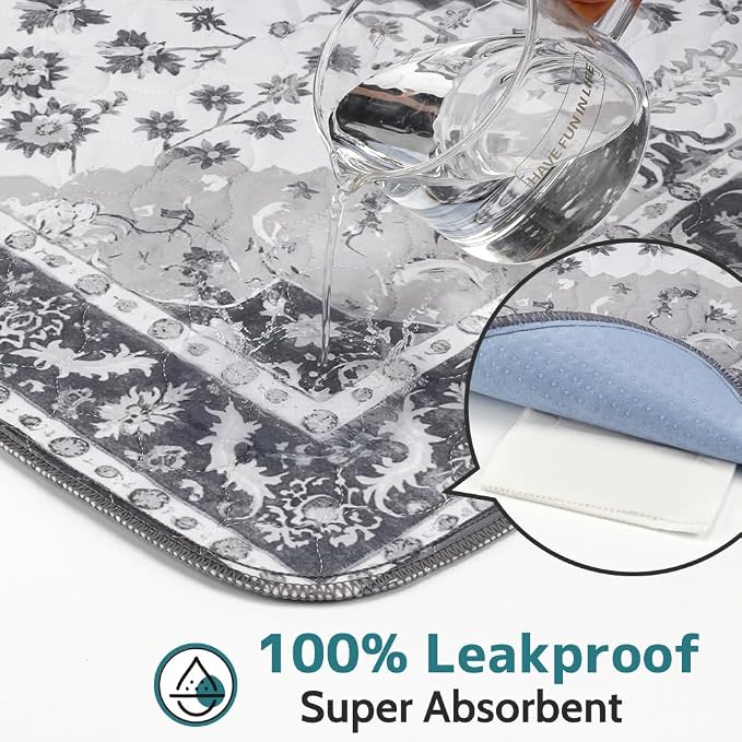 Washable Pee Pads for Dogs, 2 Pack Reusable Puppy Training Pads 36"x36" Super Absorbent Waterproof Dog Training Pads, Non-Slip Potty Pads, Whelping Pads Litter Mat Light Grey Medallion