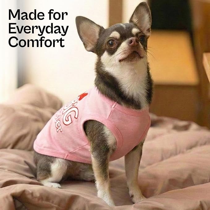 Parisian Pet Dog Shirt – 100% Cotton Shirts for Large Dogs – Pink Sleeveless Pet Clothes – Lightweight and Breathable Dog Apparel – Girl Big Sister Dogs Clothes - Stretchy Pet T Shirts