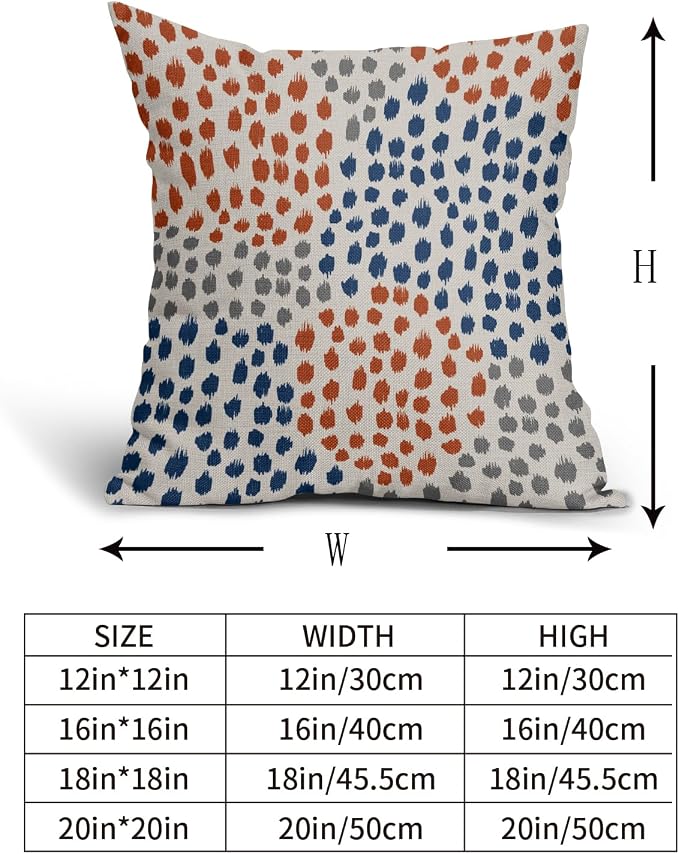 Blue Orange Pillow Covers 18x18 Set of 2 Boho Design Gray Dot Throw Pillows Modern Trendy Fall Print Decorative Outdoor Pillowcase Holiday Cushion Cover Linen Pillow Case Decor for Sofa Couch Bed