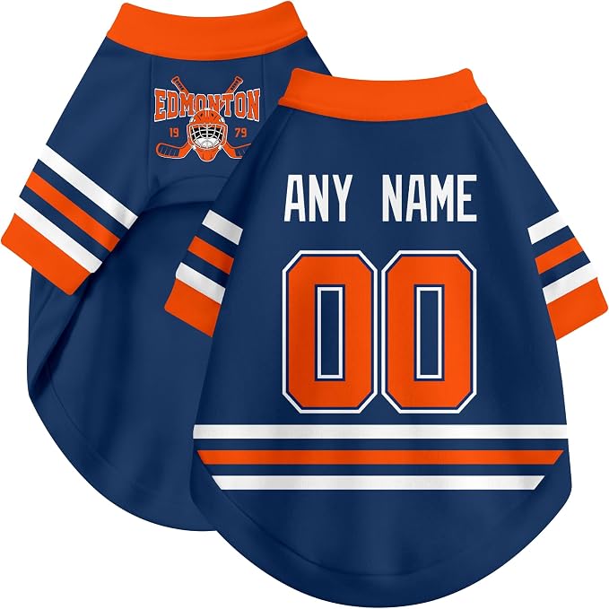 Edmonton Dog Clothes Personalized Pet T Shirt for Dogs Gift | Custom Name Number Jersey Style Pet Shirt for Dog