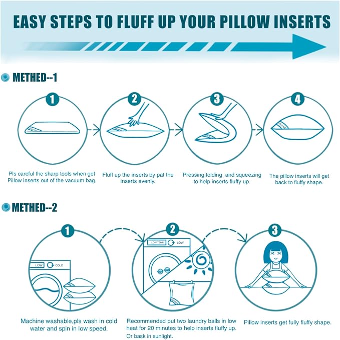 Siluvia 18x18 Down Alternative Pillow Insert 4 Pack, 100% Cotton Cover | 100% Premium Polyester Fill, Fluffy & Soft with Comfy Support - White Decorative Cushion Inserts for Couch, Sofa & Bed