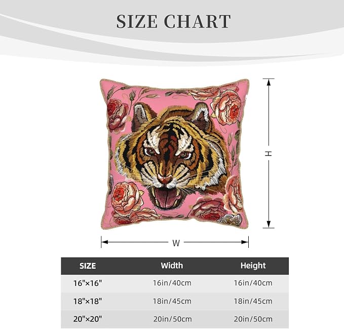 Tiger Floral Pink Velvet Pillow Covers 20x20 Inch Flower Animal Print Throw Pillows for Couch Farmhouse Cushion Covers Pillowcase Modern Pillow Cases for Sofa Bed Living Room Outdoor Decor