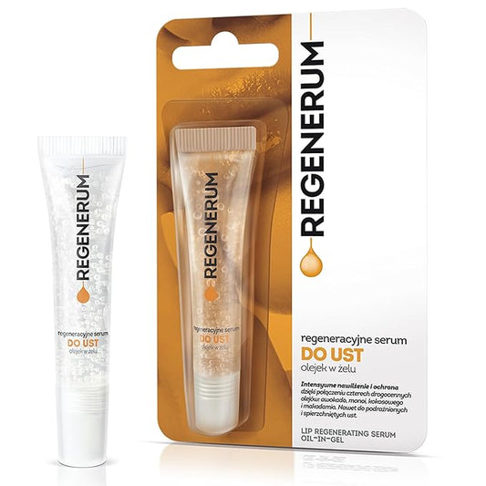 Regenerum - Regenerative Lip Serum Gel Oil - Intensive Hydration and Nourishment for Dry, Chapped Skin, 4 Precious Oils Blend - 8ml