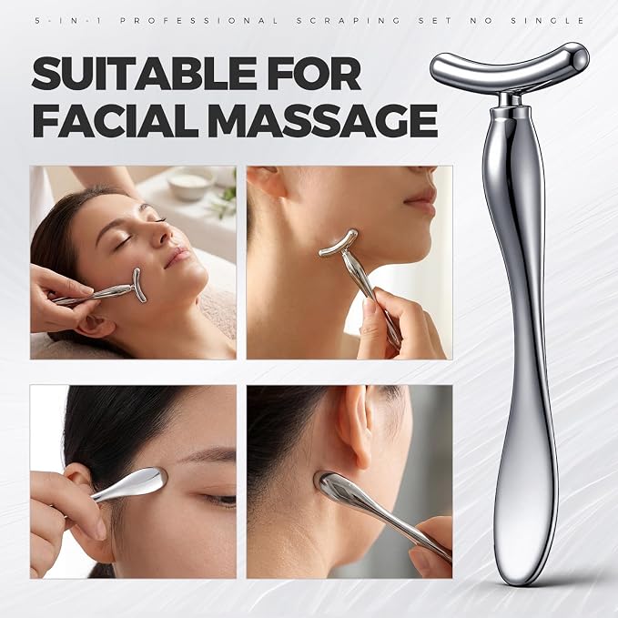 Outus 4 in 1 Stainless Steel Gua Sha Fascia Tool Set, Muscle Scraper Massage Tools for Back, Legs, Arm, Neck & Face, Soft Tissue Relaxation, Self Care Gift for Wedding, Women & Sports Enthusiasts