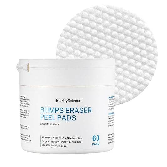 Ingrown Hair Pads for Face and Body - 12% AHA BHA Exfoliating Body Wipes with Glycolic Acid, Lactic Acid, & Salicylic Acid - Smooths Body Acne and Ingrown Hair- Fragrance-Free - 60pads