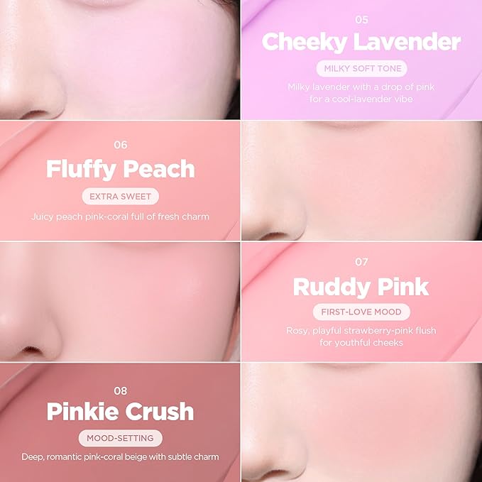 lilybyred Luv Beam Cheek Balm | Heart-Shaped Korean Cream Blush, Semi-Matte Finish, Long-Lasting, Blendable & Buildable, Soft Creamy Texture, Lightweight, Natural Flush, 0.12 oz. (05 Cheeky Lavender)