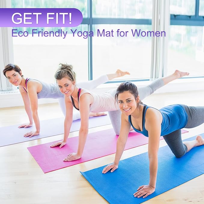 3 mm Thin Yoga Mats Bulk, Lightweight PVC Exercise Mats Non Slip Workout Fitness Pads for Yoga Pilates Stretching Classes Gym Home Studio, Easy to Clean