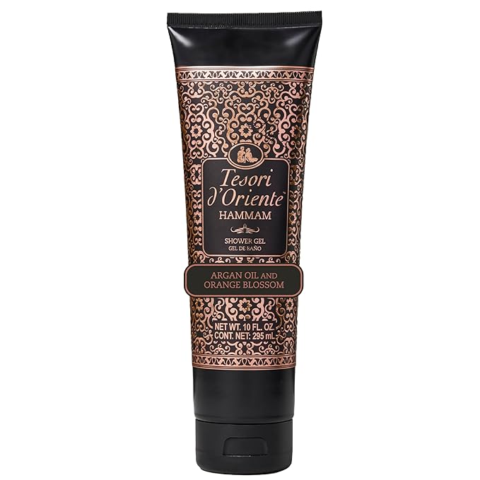 Tesori d’Oriente Hammam Shower Gel, 10 fl oz, Gentle, Hydrating Body Wash with Argan Oil & Vitamin E, Warm Orange Blossom Scented, No Silicones, Parabens & Mineral Oil