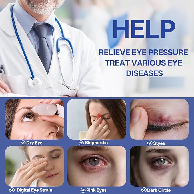 Cordless Heated Eye Mask for Dry Eyes, Electric Warm Compress for Fast Eye Relief, Rechargeable USB Heat Therapy Mask for Sleep, Blepharitis & Stye Treatment