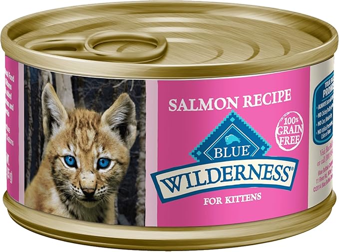 Blue Buffalo Wilderness Variety Pack Kitten Paté Wet Cat Food, 3 oz, 6 ct | High Protein, Chicken & Salmon Recipes (3 of Each), Grain-Free Recipe, DHA for Cognitive Development