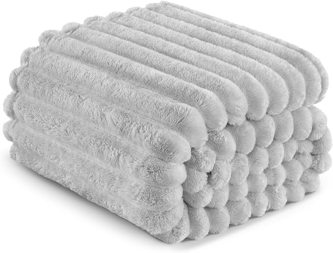 Exclusivo Mezcla Striped King Size Fleece Blanket for Bed, Couch, 90"x104" | Soft Breathable Cozy Bed Blankets, Lightweight Plush Fluffy Fuzzy Jacquard Decorative Blankets