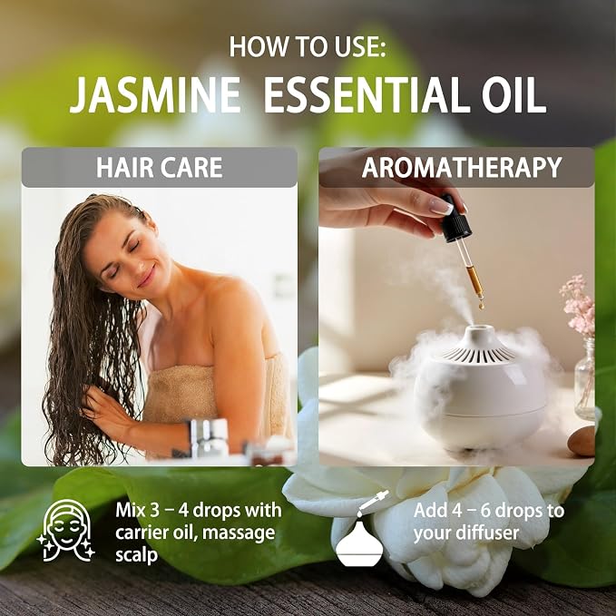 Jasmine Essential Oil - Jasmine Oil for Diffuser, 16 Fl Oz(480ml) | Candle Making, Soap Making, aroma, Strong Scent, Pure, Natural, Home Fragrance, Massage, Large Bottle