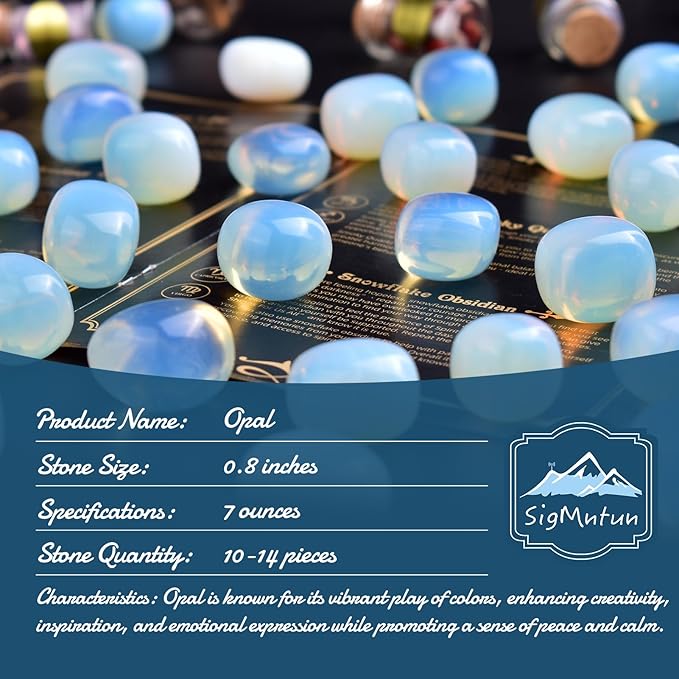 Polished Stone Set Opalite Crystals, 0.8" Handpicked Tumbled Gemstones Rocks, Pebbles for Reiki, Chakra, Healing, Home Decor