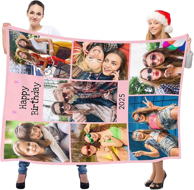 inkArts Custom Blanket with Photo, Customized Blanket, Personalized Photo Blankets, Custom Picture Blankets, Personalized Birthday Gifts for Women