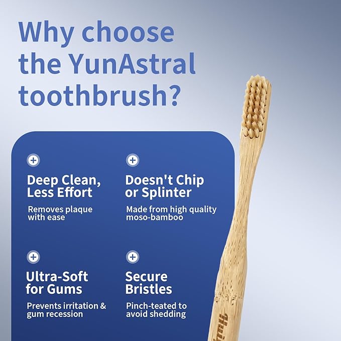 Huiyunmio 8 Pack Bamboo Toothbrushes - Soft Bristles, BPA Free, Eco-Friendly Natural Wooden Toothbrushes for Adults & Family, Zero Waste Compostable Handle