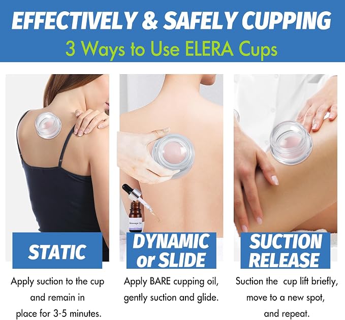 ELERA Silicone Cupping Therapy Set – Transparent Massage Cups in 4 Sizes (XL, L, M, S) for Body Relaxation, Cellulite & Home Wellness (Gourd Shape 4-Pack)